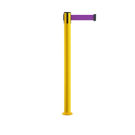 Stanchion Belt Barrier Fixed Base Yellow Post 9ft.Purple Belt